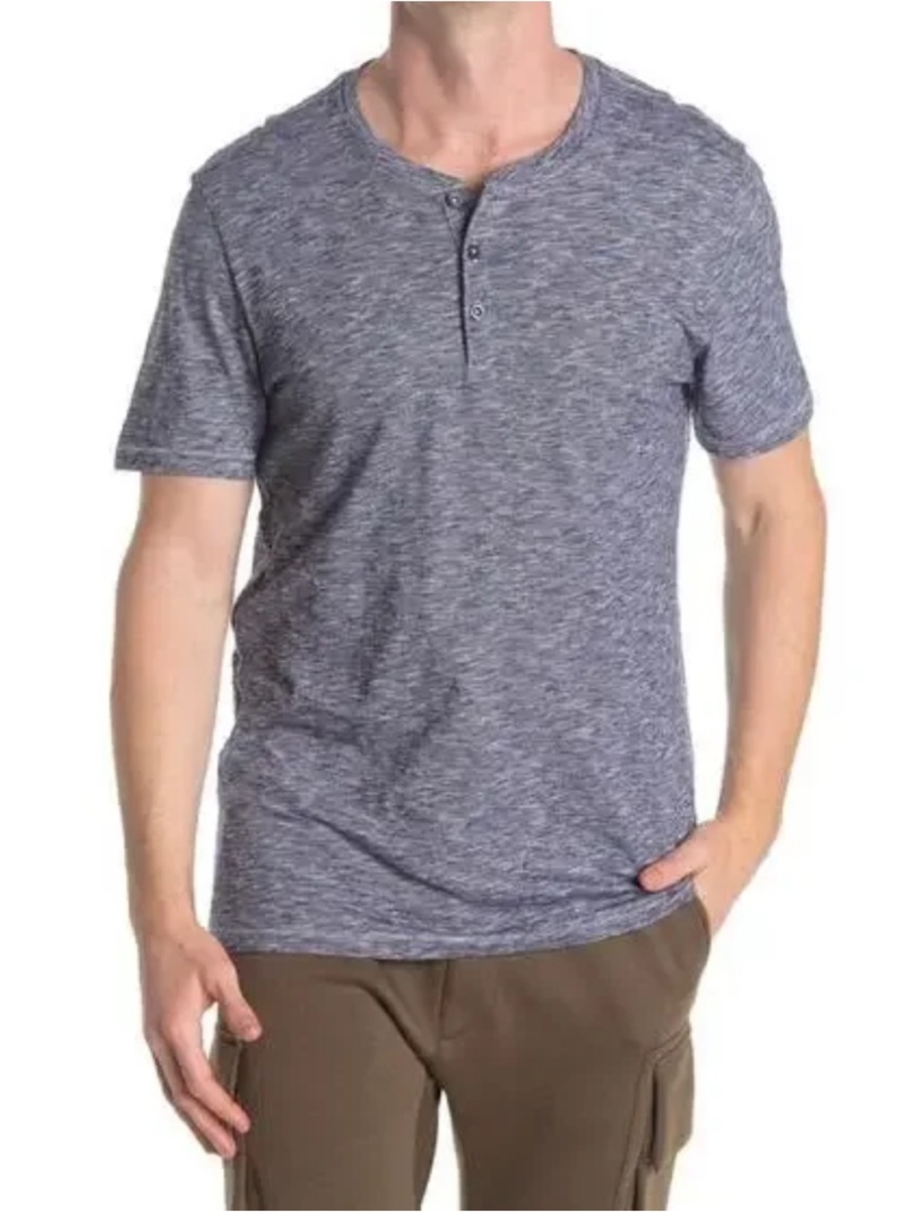 NWT Abound Navy Fineline Henley Short Sleeve 1/4 Button T-shirt Nordstrom Small
